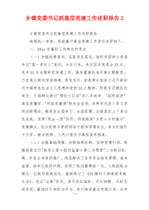 乡镇党委书记抓基层党建工作述职报告2