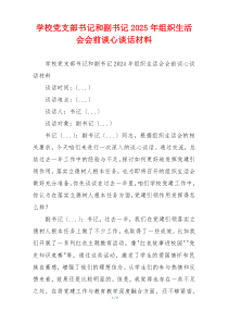 学校党支部书记和副书记2025年组织生活会会前谈心谈话材料