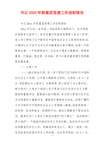 书记2025年抓基层党建工作述职报告