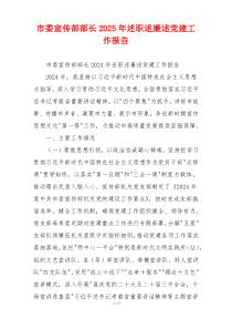 市委宣传部部长2025年述职述廉述党建工作报告