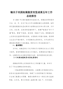 乡镇关于巩固拓展脱贫攻坚成果五年工作总结报告