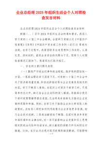 企业总经理2025年组织生活会个人对照检查发言材料