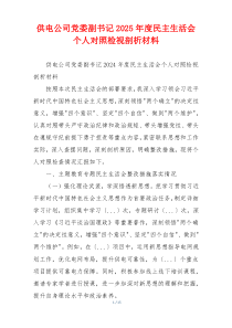 供电公司党委副书记2025年度民主生活会个人对照检视剖析材料