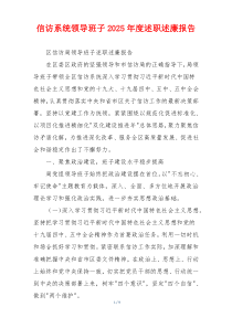 信访系统领导班子2025年度述职述廉报告