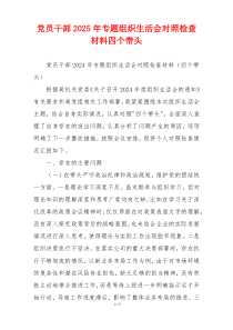 党员干部2025年专题组织生活会对照检查材料四个带头