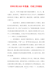 市审计局2025年党建、行政工作规划