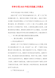市审计局2025年机关党建工作要点