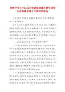市审计局关于以机关党建高质量发展引领审计高质量发展工作情况的报告