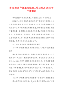 市局2025年抓基层党建工作总结及2025年工作谋划