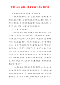 市局2025年第一季度党建工作阶段汇报