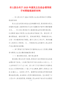 市人防办关于2025年度民主生活会领导班子对照检视剖析材料