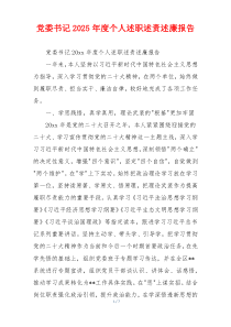 党委书记2025年度个人述职述责述廉报告