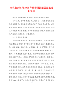 市农业农村局2025年度书记抓基层党建述职报告