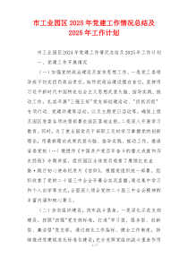 市工业园区2025年党建工作情况总结及2025年工作计划