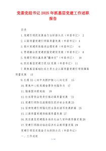 党委党组书记2025年抓基层党建工作述职报告