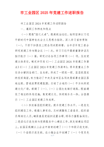 市工业园区2025年党建工作述职报告