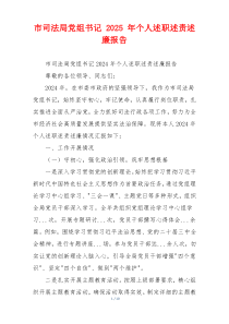 市司法局党组书记 2025 年个人述职述责述廉报告