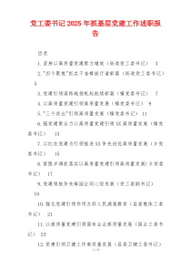 党工委书记2025年抓基层党建工作述职报告