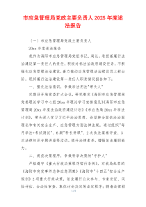 市应急管理局党政主要负责人2025年度述法报告