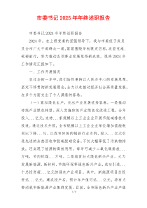 市委书记2025年年终述职报告