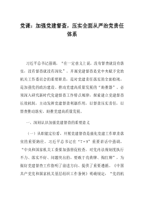 党课加强党建督查压实全面从严治党责任体系