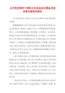 公司党员领导干部民主生活会会议筹备及征求意见情况的报告