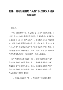 党课锻造过硬基层头雁队伍激发乡村振兴新动能
