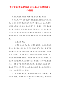 市文化和旅游局党组2025年抓基层党建工作总结
