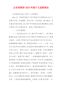 公安局领导2025年度个人述职报告