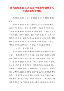 市残联党支部书记2025年组织生活会个人对照检查发言材料