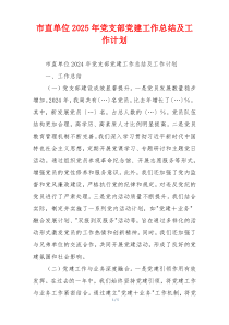 市直单位2025年党支部党建工作总结及工作计划