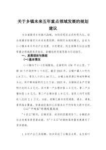 关于乡镇未来五年重点领域发展的规划建议