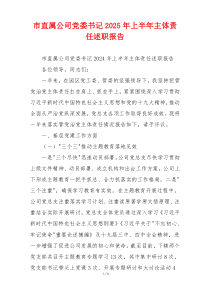 市直属公司党委书记2025年上半年主体责任述职报告
