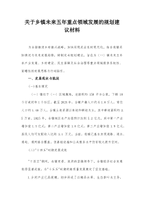 关于乡镇未来五年重点领域发展的规划建议材料