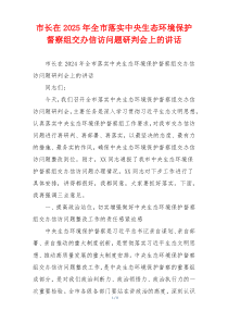 市长在2025年全市落实中央生态环境保护督察组交办信访问题研判会上的讲话
