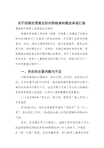 关于巡察反馈意见的对照检查和整改承诺汇报