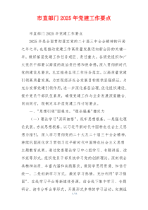 市直部门2025年党建工作要点
