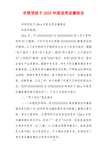 市领导班子2025年度述责述廉报告