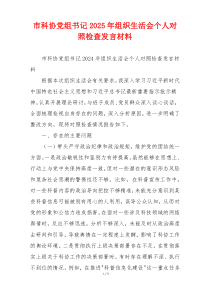 市科协党组书记2025年组织生活会个人对照检查发言材料