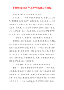 市统计局2025年上半年党建工作总结