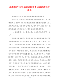 县委书记2025年度述职述责述廉述法述安报告