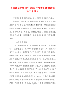 市统计局党组书记2025年度述职述廉述党建工作报告