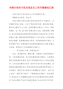 市统计局关于机关党总支工作开展情况汇报