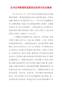 总书记考察调研重要讲话的研讨发言海南