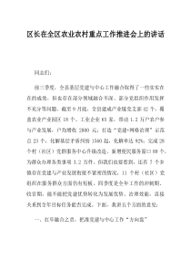 区长在全区农业农村重点工作推进会上的讲话