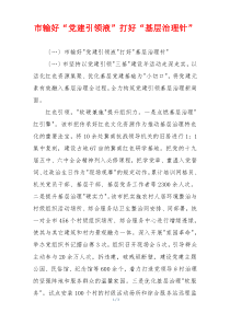 市输好“党建引领液”打好“基层治理针”