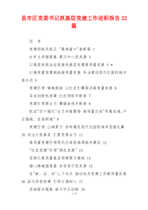 县市区党委书记抓基层党建工作述职报告22篇