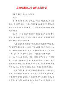 县政府廉政工作会议上的讲话