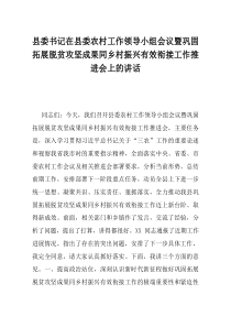 县委书记在县委农村工作领导小组会议暨巩固拓展脱贫攻坚成果同乡村振兴有效衔接工作推进会上的讲话