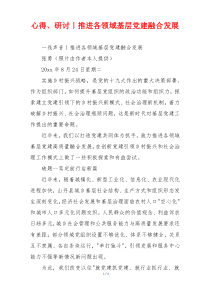 心得、研讨｜推进各领域基层党建融合发展